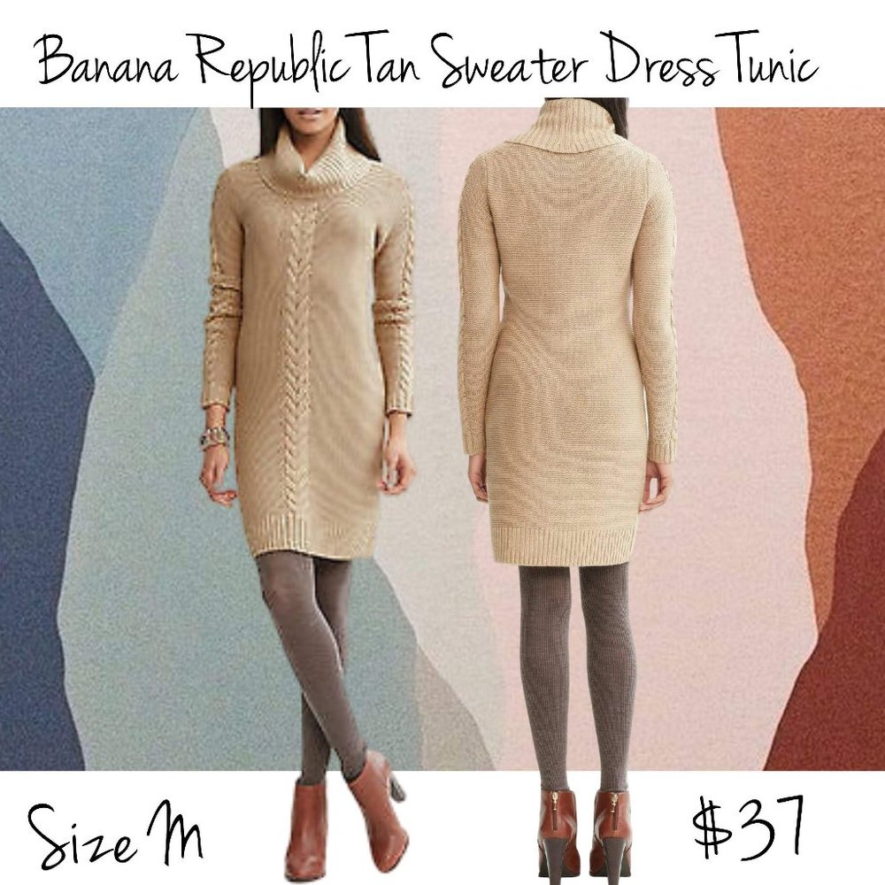 Banana Republic Tan Cowl neck Sweater dress M